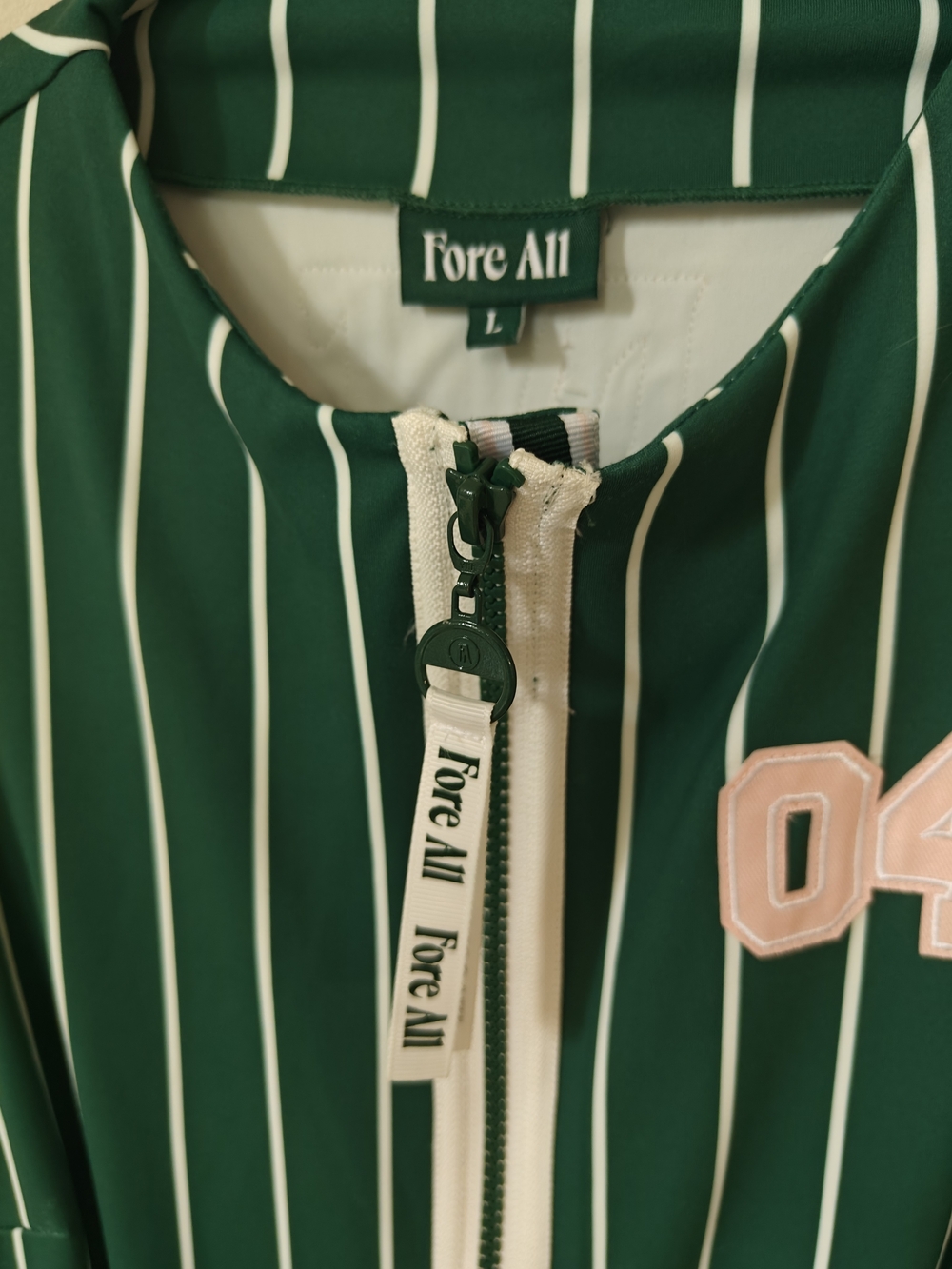 Fore All Golf Sleeveless Green Stripe Zip-Front Dress - Picture 3 of 4